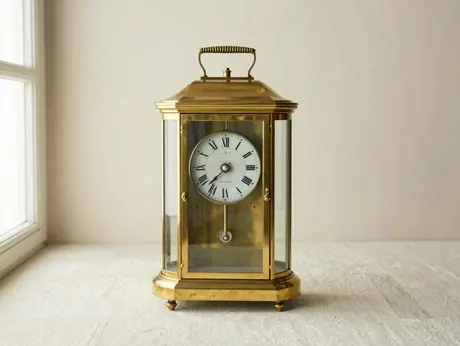 French brass carriage clock, c. 1890