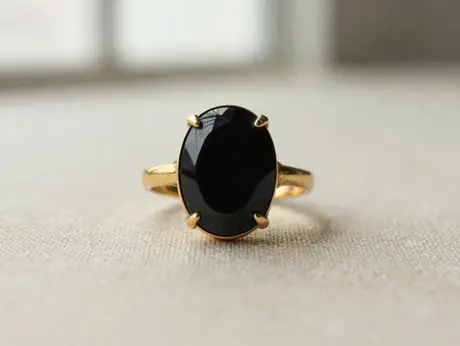 14K gold & onyx dress ring, 1950s