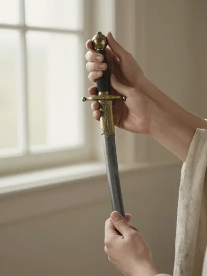 Hands holding a cavalry sword