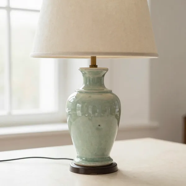 Illustrative: 1950s glazed ceramic table lamp in the studio manner, unmarked