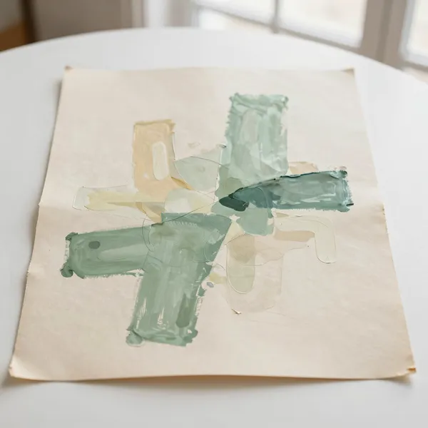 Illustrative: unsigned gestural abstract gouache on paper, mid-20th century