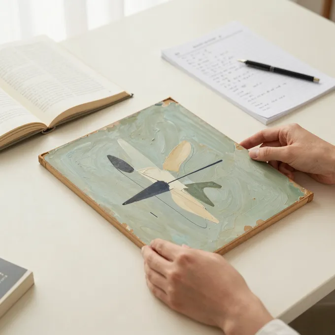 Researching the value of an antique abstract paintings piece