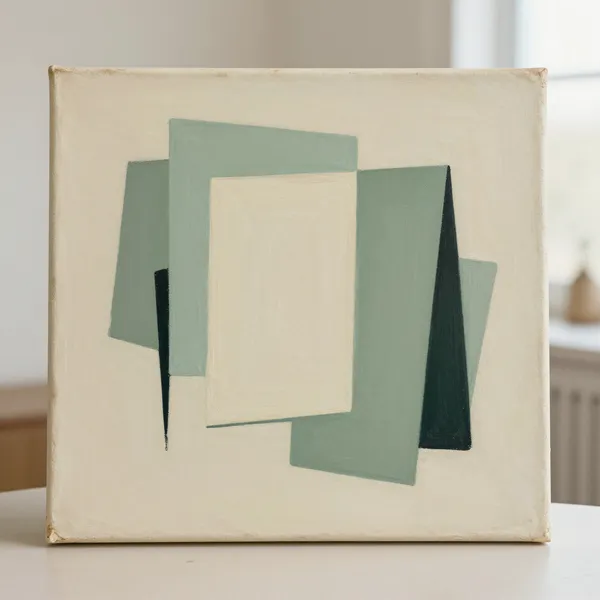 Illustrative: a signed 1970s hard-edge abstract on canvas by a listed regional artist
