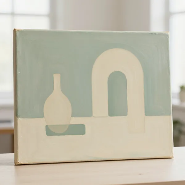 Illustrative: an unsigned mid-century modernist acrylic of decorative quality, good condition