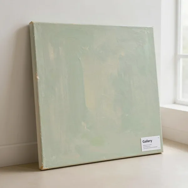 Illustrative: a large contemporary acrylic with a gallery label and exhibition history