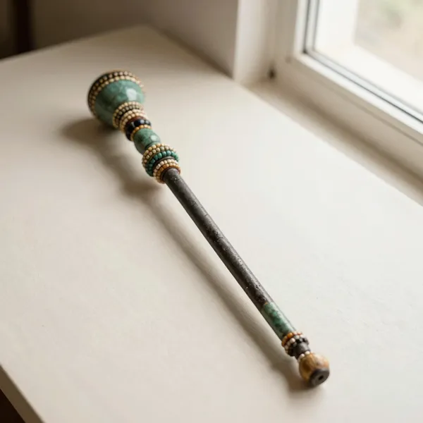 Illustrative: Yoruba beaded ceremonial staff, Nigeria, early to mid 20th century