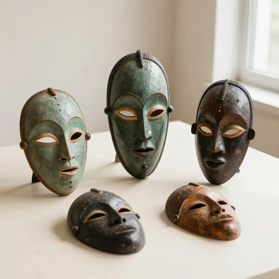 Antique west african dance masks