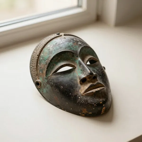 Illustrative: mid-20th-century Dan face mask, West Africa, smooth dark patina and old use wear