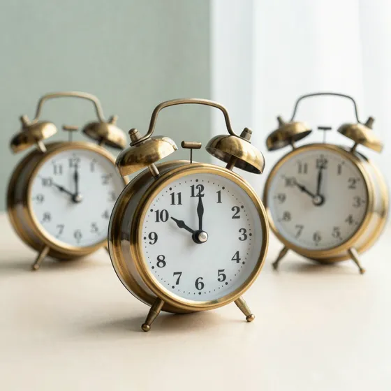 Antique brass bell alarm clocks
