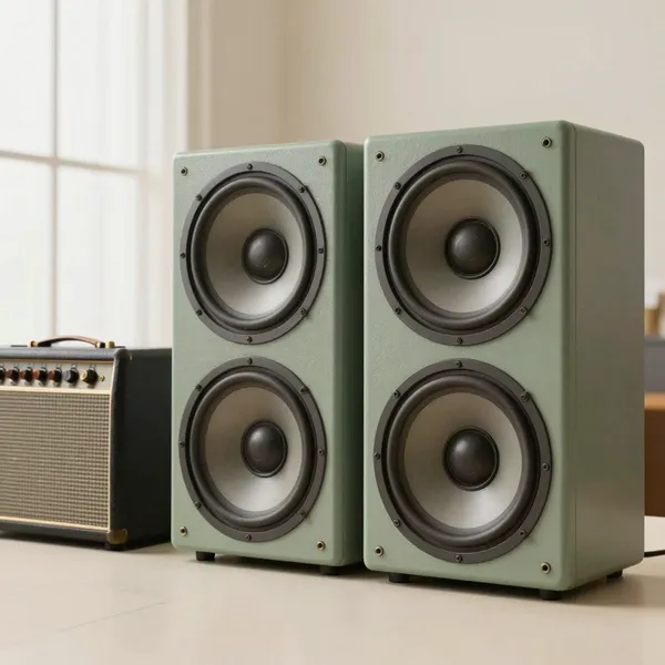 Illustrative: Quad ESL-57 electrostatic speaker pair, restored panels