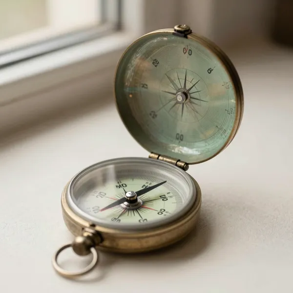 Illustrative: Early-20th-century pocket compass in a fitted case