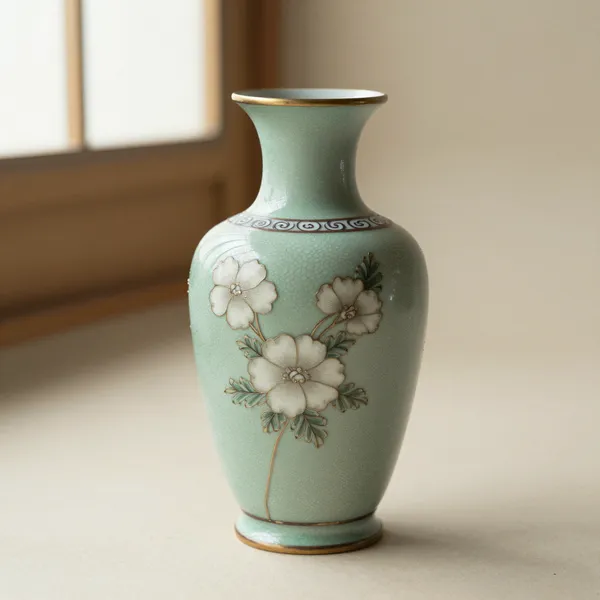 Illustrative: late Meiji Japanese cloisonne enamel vase with fine wirework