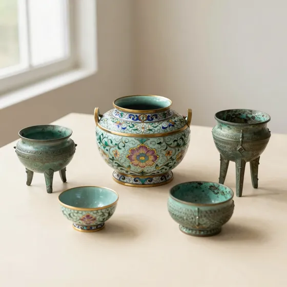 Antique cloisonne and bronzes