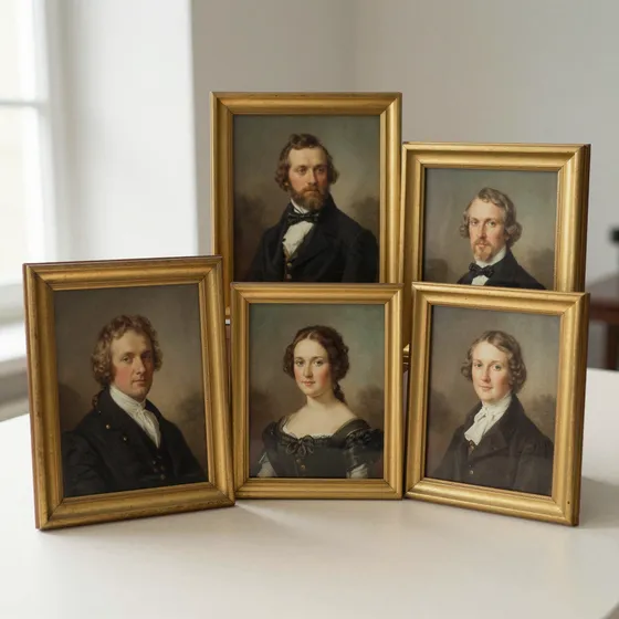 Antique biedermeier portraits