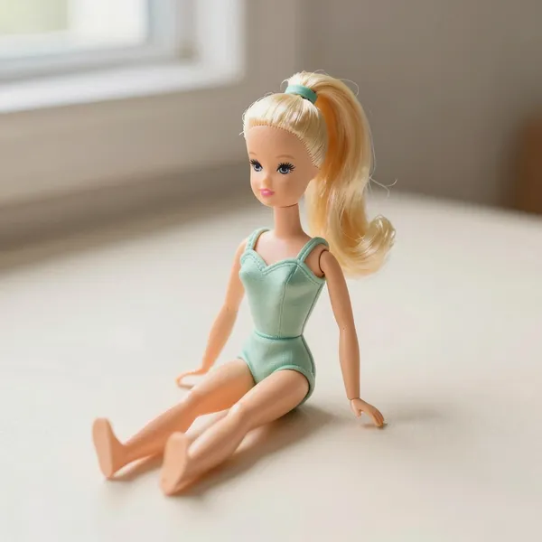 Illustrative: 1959 ponytail Barbie with holes in feet and original swimsuit