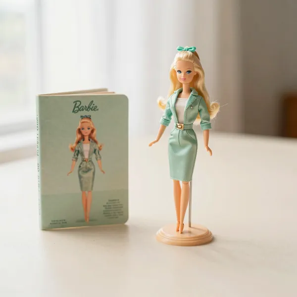 Illustrative: 1968 Twist 'N Turn Barbie, complete with stand and booklet