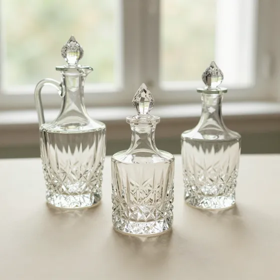 Antique cut-crystal decanters