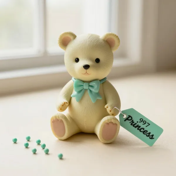 Illustrative: 1997 Princess the bear, PVC pellets and protected mint tag