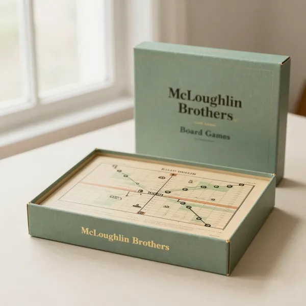 Illustrative: late-1800s McLoughlin Brothers lithographed board game, complete with original box