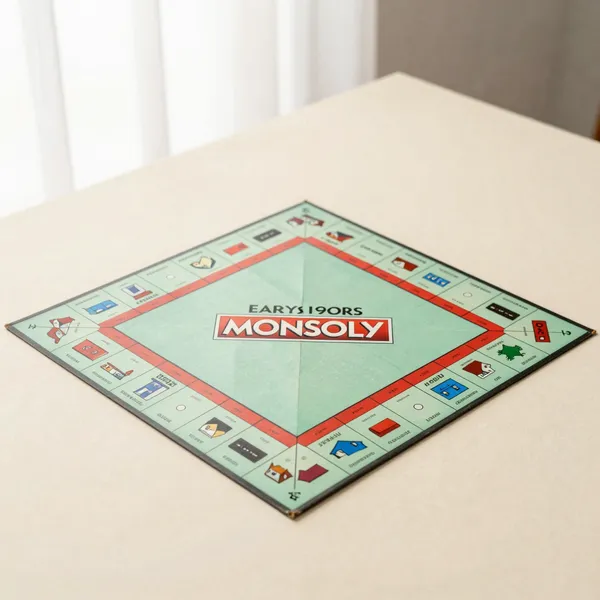 Illustrative: 1930s early Monopoly edition with wooden houses and original board, complete