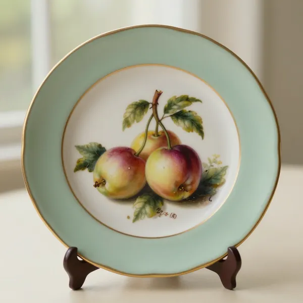 Illustrative: A Royal Worcester cabinet plate, hand-painted fruit study, signed by the painter, with a gilt rim