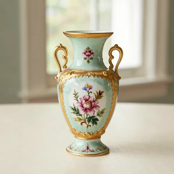 Illustrative: A Coalport bone china vase, hand-painted and heavily gilded, early 20th century