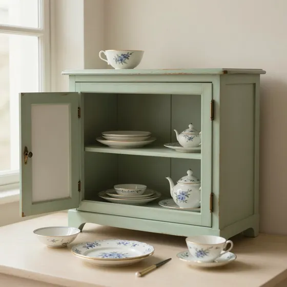 Antique cabinet and display pieces