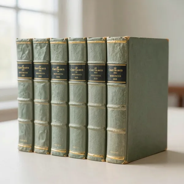 Illustrative: a late 19th-century set of classics in half-calf bindings, gilt spines, complete