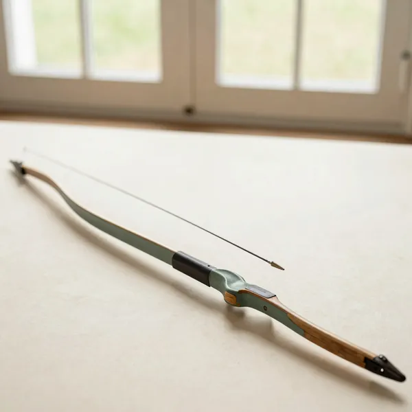 Illustrative: a late-19th-century English yew target longbow with horn nocks and a bowyer's stamp