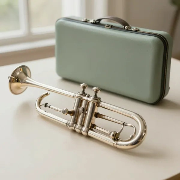 Illustrative: late-Victorian silver-plated cornet by a British maker with fitted case