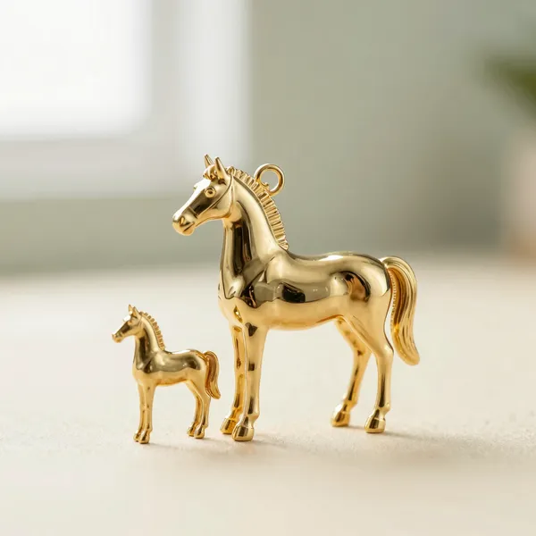Illustrative: decorator gold charm Family Arabian Mare, gloss finish, vintage release