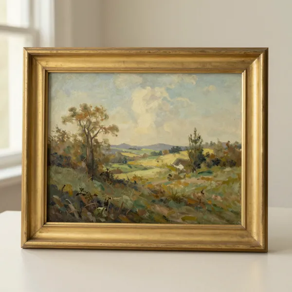 Illustrative: a signed Victorian pastoral landscape in oil, original gilt frame, light surface grime