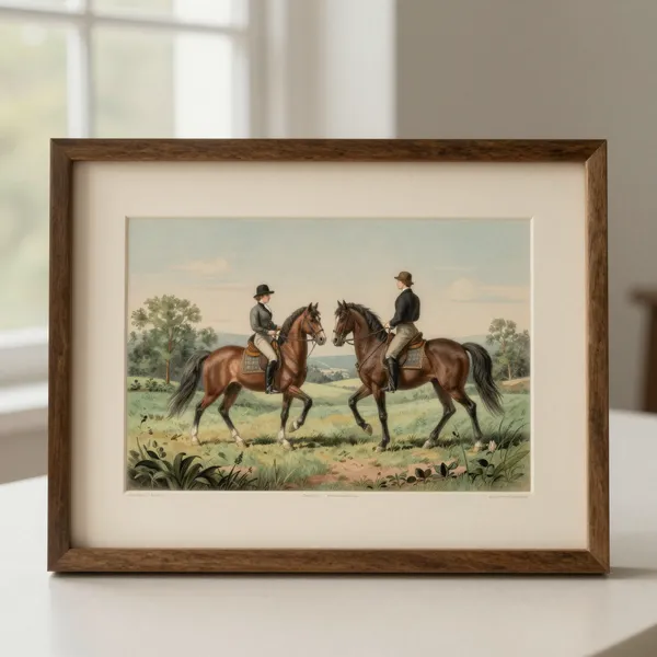 Illustrative: a hand-coloured 19th-century British sporting engraving, framed