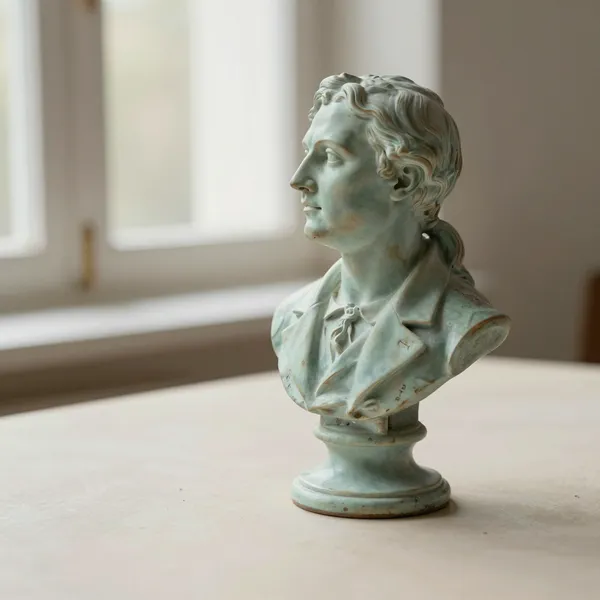 Illustrative: an early 20th-century portrait bust with a legible foundry stamp