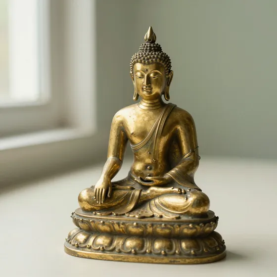 Antique gilt-bronze seated buddha