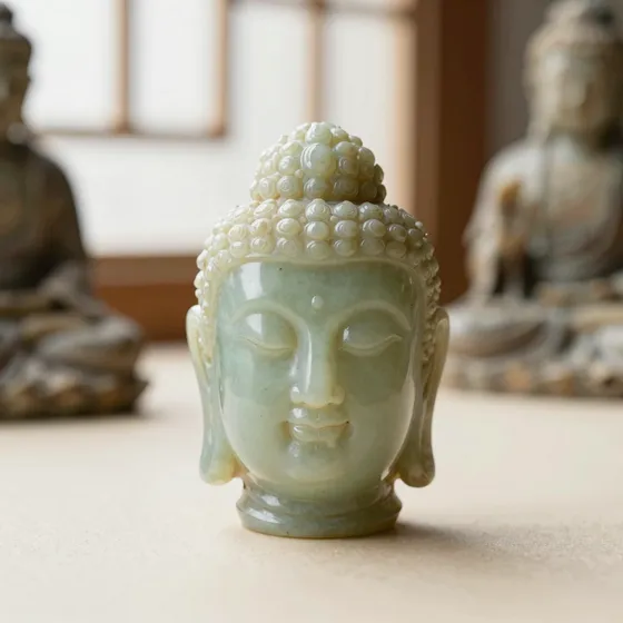 Antique stone or jade buddha head