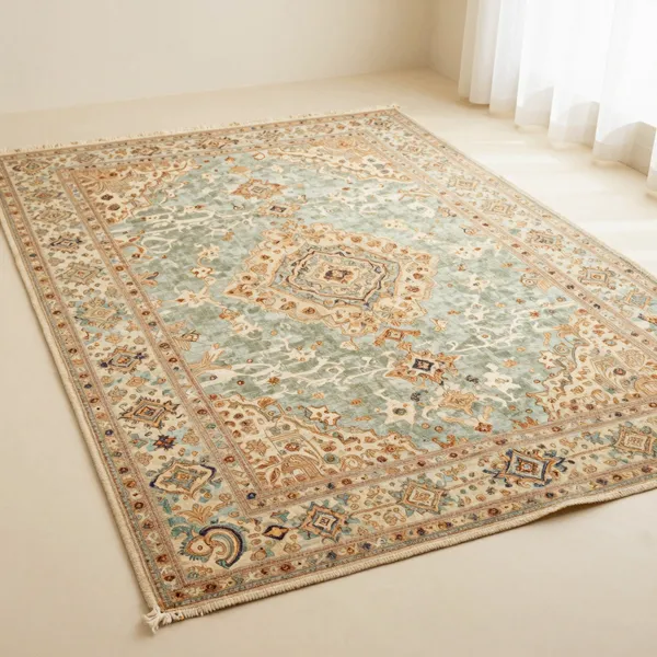 Illustrative: early 20th-century finely knotted Tabriz carpet, silk highlights, room size, light edge wear