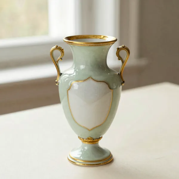 Illustrative: 19th-century Sevres-style gilt and painted vase, signed to the cartouche, no damage