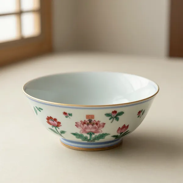 Illustrative: Republic-period famille rose porcelain bowl with an apocryphal Qianlong reign mark