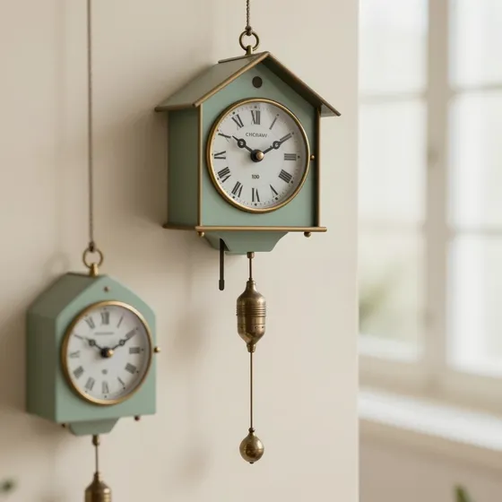 Antique cuckoo and wall clocks