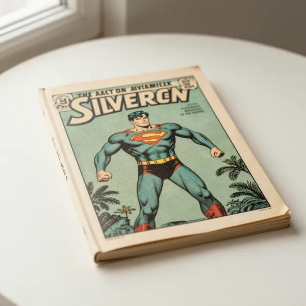 Illustrative: Silver Age superhero first-appearance issue, mid-grade, off-white pages