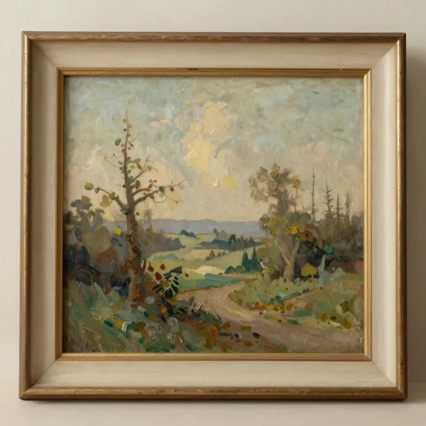 Illustrative: early 20th-century signed oil landscape on canvas, original frame