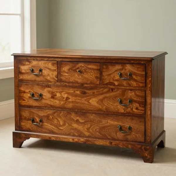 Illustrative: George III mahogany bow-front chest of drawers with original swan-neck handles