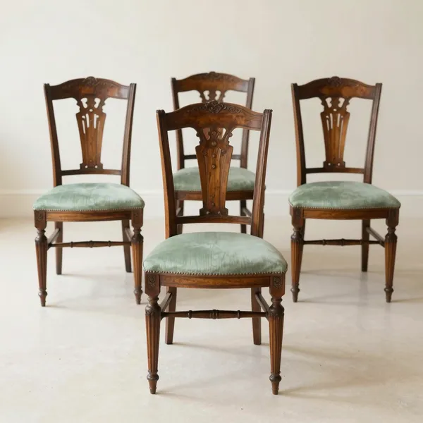 Illustrative: set of six Victorian walnut balloon-back dining chairs