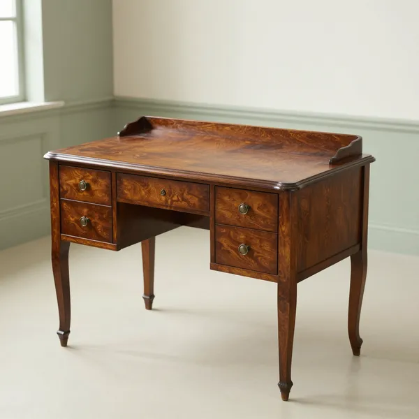 Illustrative: late Victorian mahogany leather-top pedestal writing desk