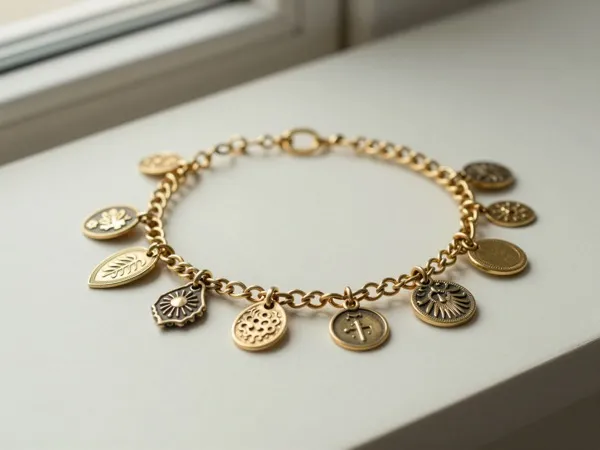 Illustrative: Mid-century 14K gold charm bracelet with assorted charms