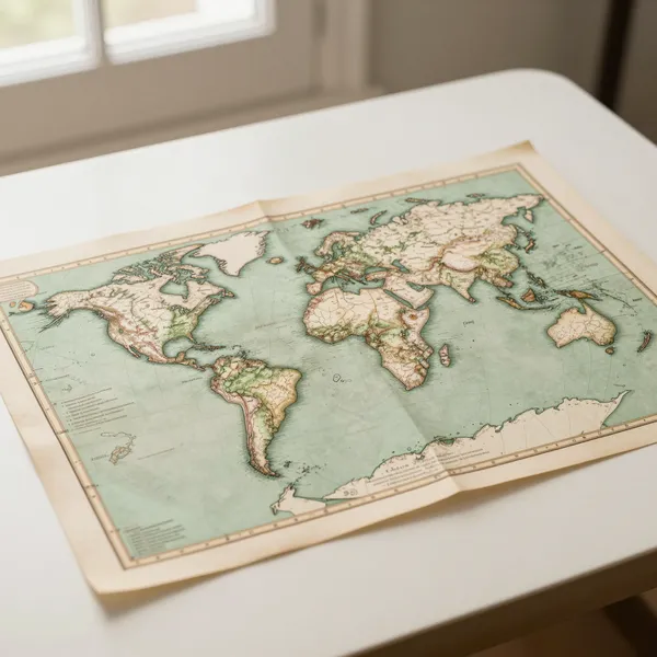 Illustrative: a 16th-century Ortelius world map, later color, minor centerfold toning