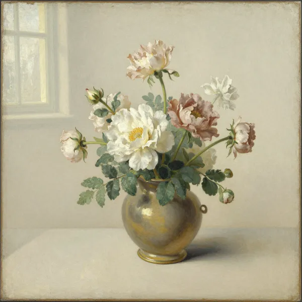 Illustrative: 18th-century Dutch-school still life of flowers, oil on panel, unsigned, with old restoration