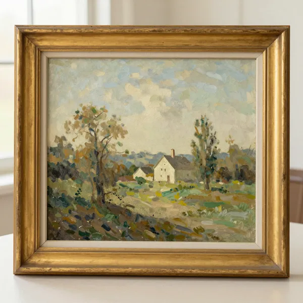 Illustrative: signed Victorian oil landscape on canvas by a minor listed artist, original gilt frame