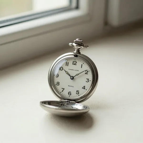 Illustrative: a Hamilton 992B railroad-grade watch with original dial and matching hands